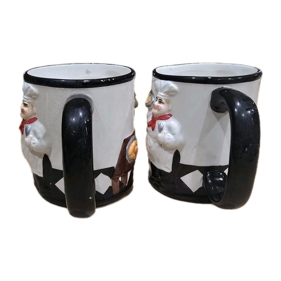 Set Of 2 3D Italian Chef Mug Set CMC Ceramic Pasta Kitchen Novelty Cup - Picture 3 of 7
